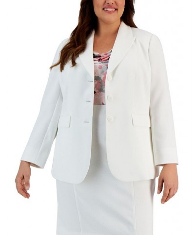 Plus Size Three-Button Peak Lapel Jacket Lily White $33.18 Jackets