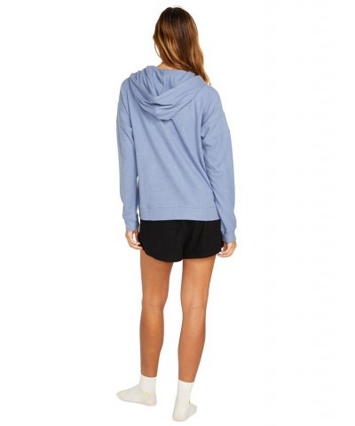 Juniors' Lil Zip Fleece Hoodie Washed Blue $33.75 Tops