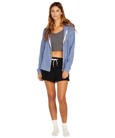 Juniors' Lil Zip Fleece Hoodie Washed Blue $33.75 Tops