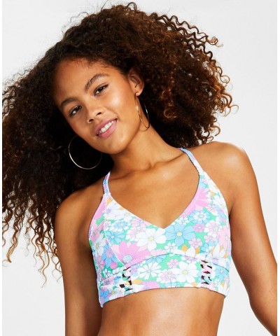 Women's Crazy Daisy Cropped Cami Bikini Top & Shirred-Side Hipster Bikini Bottoms Multi $46.08 Swimsuits