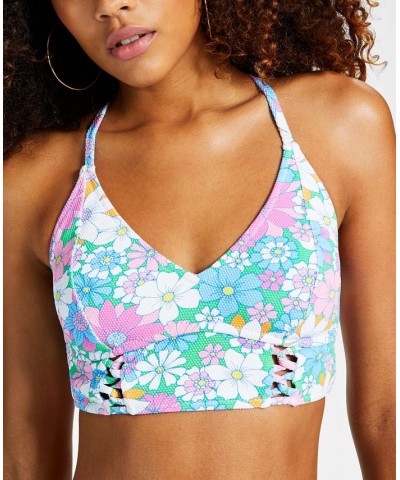 Women's Crazy Daisy Cropped Cami Bikini Top & Shirred-Side Hipster Bikini Bottoms Multi $46.08 Swimsuits