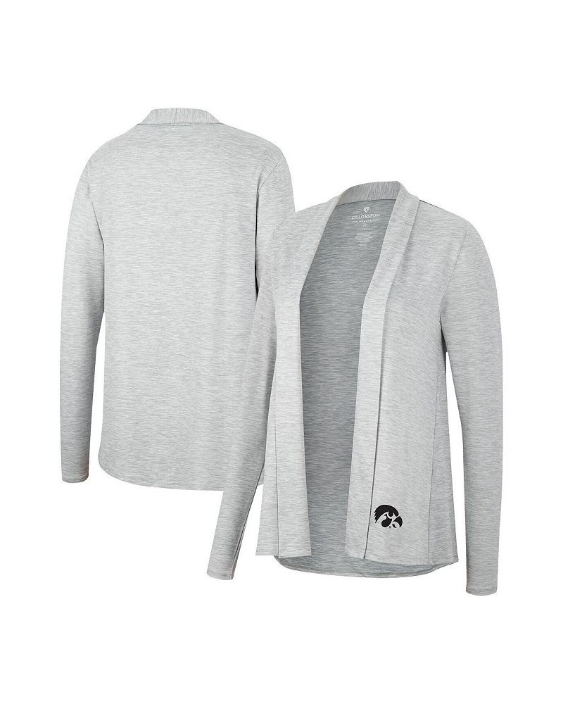 Women's Heathered Gray Iowa Hawkeyes Charlton Open Cardigan Heathered Gray $24.20 Sweaters