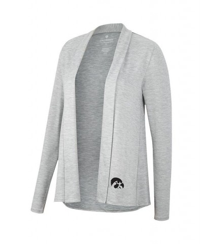 Women's Heathered Gray Iowa Hawkeyes Charlton Open Cardigan Heathered Gray $24.20 Sweaters