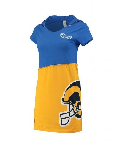 Women's Royal and Gold Los Angeles Rams Hooded Mini Dress Multi $37.40 Dresses