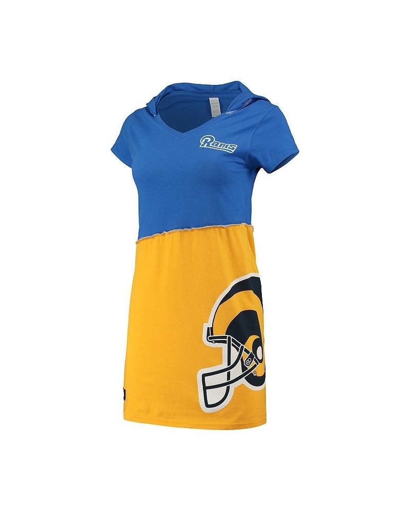 Women's Royal and Gold Los Angeles Rams Hooded Mini Dress Multi $37.40 Dresses