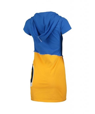 Women's Royal and Gold Los Angeles Rams Hooded Mini Dress Multi $37.40 Dresses