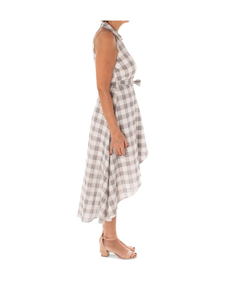 Women's Plaid Cotton Collared Belted Dress Multi $50.74 Dresses