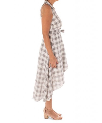 Women's Plaid Cotton Collared Belted Dress Multi $50.74 Dresses