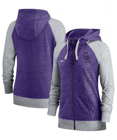 Women's Purple Colorado Rockies In Pocket Gym Vintage-Like Full-Zip Hoodie Purple $35.20 Sweatshirts