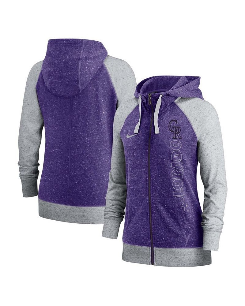 Women's Purple Colorado Rockies In Pocket Gym Vintage-Like Full-Zip Hoodie Purple $35.20 Sweatshirts