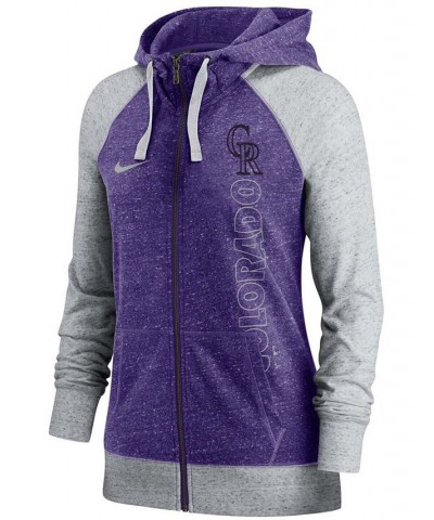 Women's Purple Colorado Rockies In Pocket Gym Vintage-Like Full-Zip Hoodie Purple $35.20 Sweatshirts