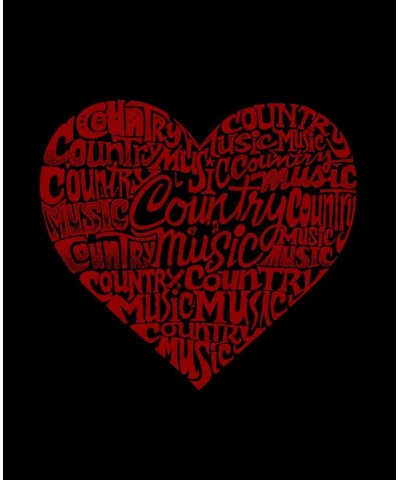 Women's Word Art Country Music Heart Flowy Tank Top Black $26.54 Tops