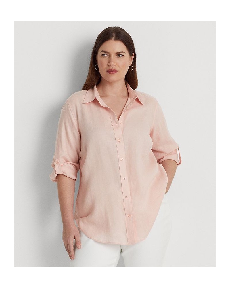 Plus Size Roll-Tab Sleeve Top Pink $40.00 Tops