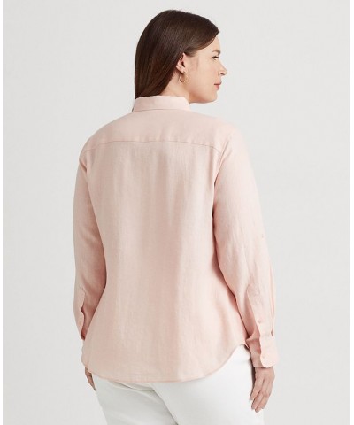 Plus Size Roll-Tab Sleeve Top Pink $40.00 Tops