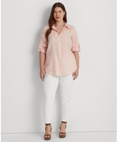 Plus Size Roll-Tab Sleeve Top Pink $40.00 Tops