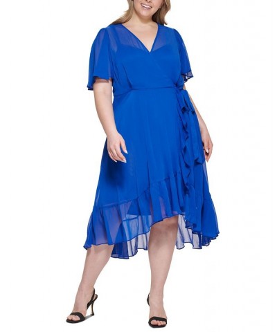 Plus Size Ruffled Faux-Wrap Dress Regatta $72.00 Dresses