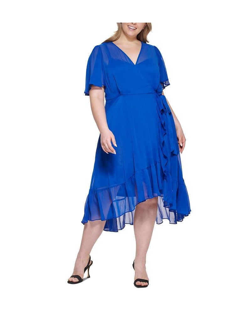 Plus Size Ruffled Faux-Wrap Dress Regatta $72.00 Dresses