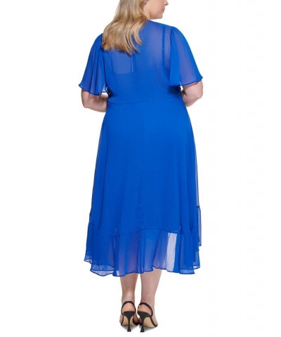 Plus Size Ruffled Faux-Wrap Dress Regatta $72.00 Dresses