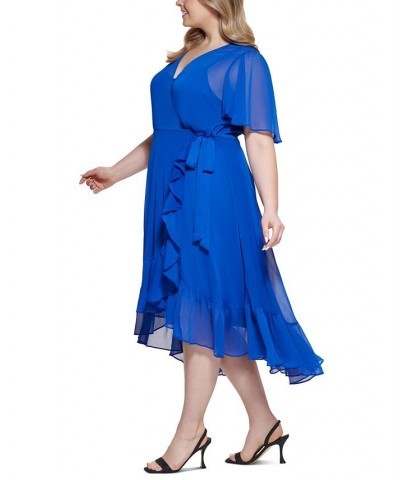 Plus Size Ruffled Faux-Wrap Dress Regatta $72.00 Dresses