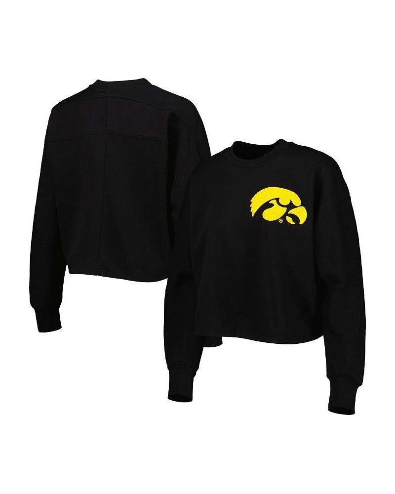 Women's Black Iowa Hawkeyes Back To Reality Colorblock Pullover Sweatshirt Black $31.20 Sweatshirts