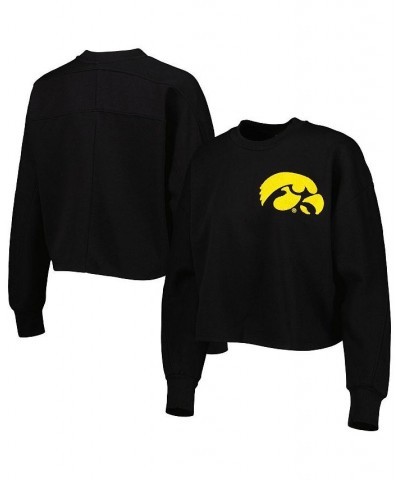 Women's Black Iowa Hawkeyes Back To Reality Colorblock Pullover Sweatshirt Black $31.20 Sweatshirts