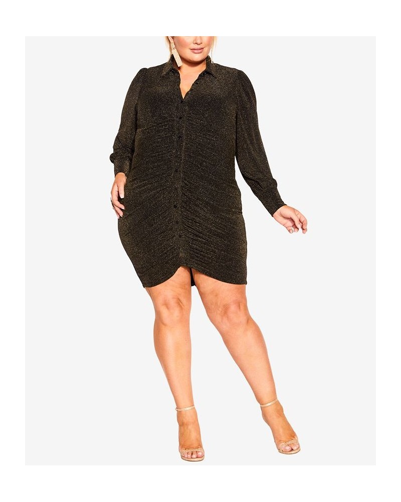 Trendy Plus Size Chloe Long Sleeve Dress Gold $62.55 Dresses