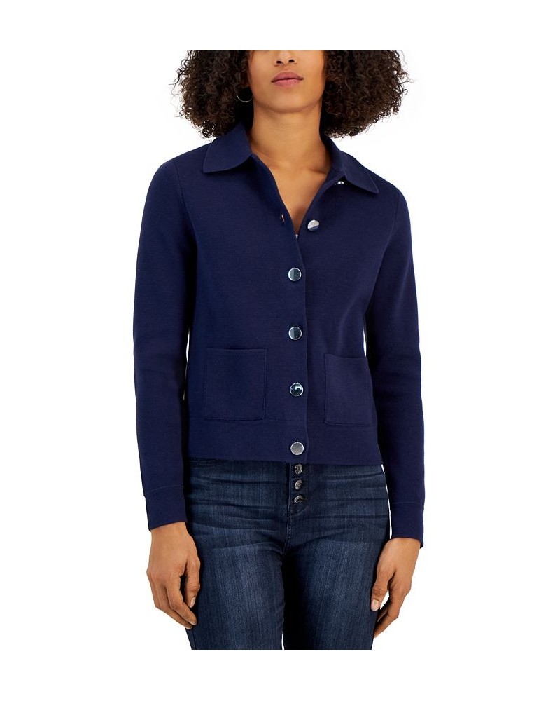 Women's Cropped Sweater Blazer Blue $20.48 Jackets