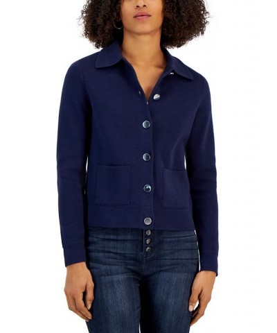 Women's Cropped Sweater Blazer Blue $20.48 Jackets