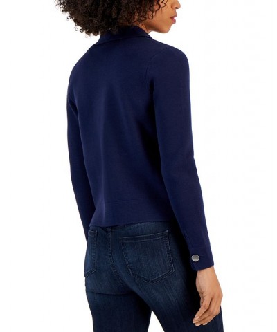 Women's Cropped Sweater Blazer Blue $20.48 Jackets