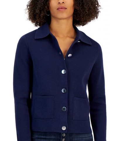 Women's Cropped Sweater Blazer Blue $20.48 Jackets