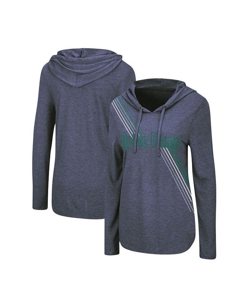 Women's Navy Notre Dame Fighting Irish Bernadette Hoodie Long Sleeve T-shirt Blue $21.60 Tops