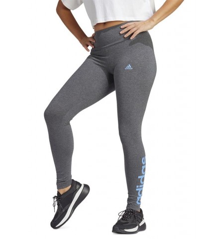 Women's Linear-Logo Full Length Leggings XS-4X Dark Grey Heather/blue Fusion $23.20 Pants