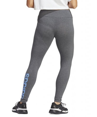 Women's Linear-Logo Full Length Leggings XS-4X Dark Grey Heather/blue Fusion $23.20 Pants