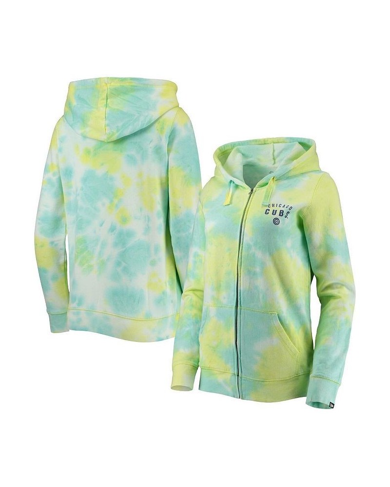 Women's White Chicago Cubs Tie-Dye Full-Zip Hoodie White $36.80 Sweatshirts