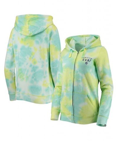 Women's White Chicago Cubs Tie-Dye Full-Zip Hoodie White $36.80 Sweatshirts