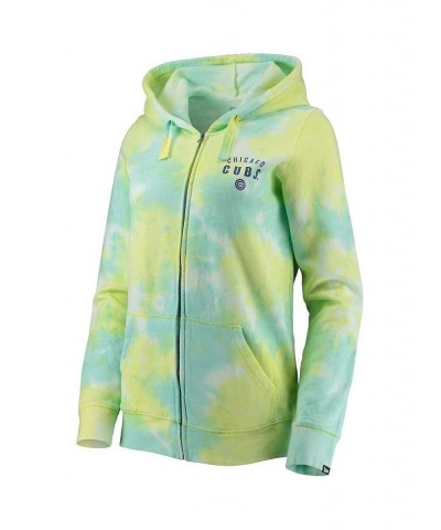 Women's White Chicago Cubs Tie-Dye Full-Zip Hoodie White $36.80 Sweatshirts