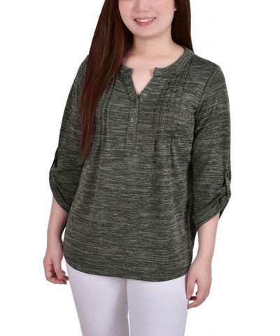 Women's 3/4 Roll Tab Sleeve Y-Neck Top Cypress $16.17 Tops