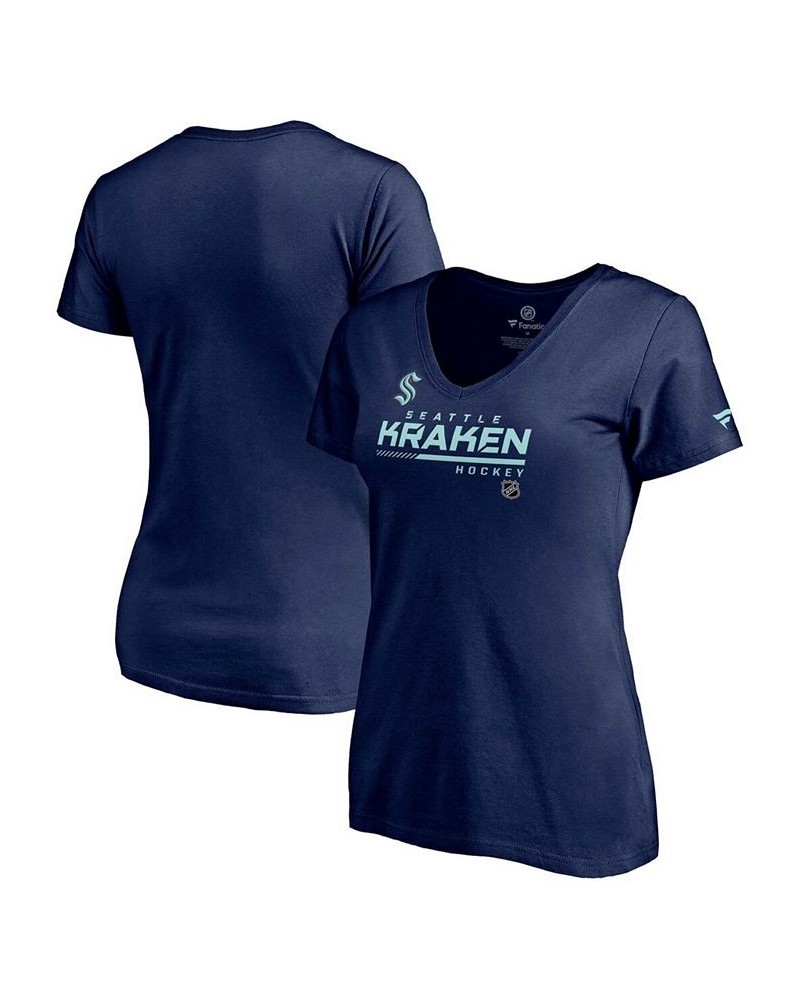 Women's Deep Sea Blue Seattle Kraken Authentic Pro Core Collection Prime V-Neck T-shirt Deep Sea Blue $19.37 Tops