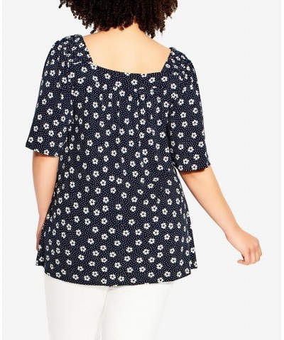 Plus Size Smock Square Neck Print Top Daisy Dot $31.86 Tops