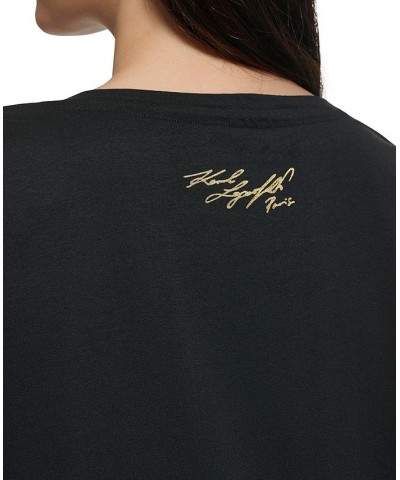 Women's Metallic Paris Graphic T-Shirt Black/ Gold $25.74 Tops