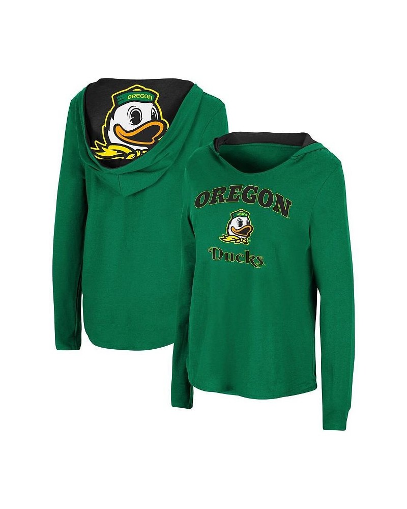 Women's Green Oregon Ducks Catalina Hoodie Long Sleeve T-Shirt Green $20.50 Tops