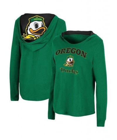 Women's Green Oregon Ducks Catalina Hoodie Long Sleeve T-Shirt Green $20.50 Tops