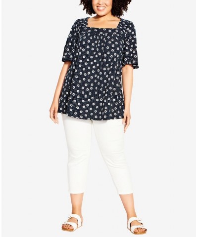 Plus Size Smock Square Neck Print Top Daisy Dot $31.86 Tops