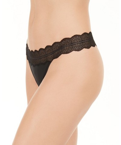 Women's Lace Trim Thong Underwear QD3779 Black $12.00 Panty