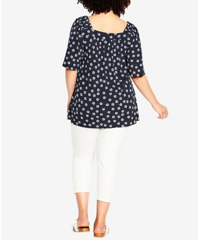 Plus Size Smock Square Neck Print Top Daisy Dot $31.86 Tops