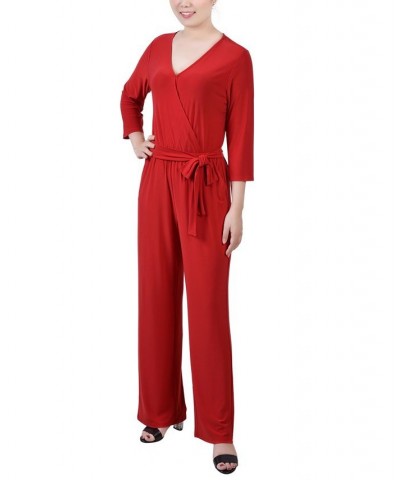 Petite Belted Jumpsuit Red $29.78 Pants