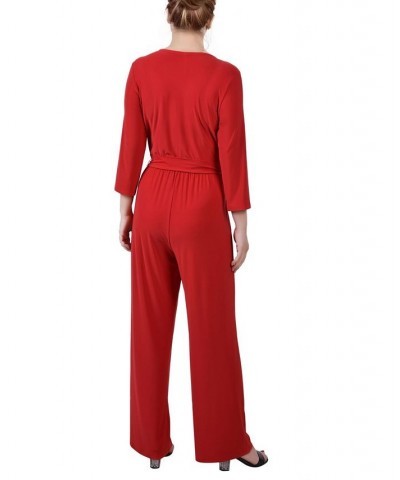 Petite Belted Jumpsuit Red $29.78 Pants