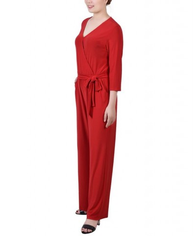 Petite Belted Jumpsuit Red $29.78 Pants