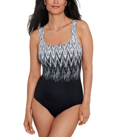 Shape Solver Sport for Women's Sharp Therapy One-Piece Swimsuit Black/White $57.82 Swimsuits