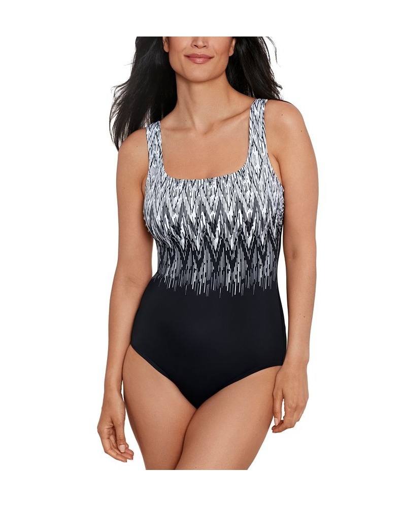 Shape Solver Sport for Women's Sharp Therapy One-Piece Swimsuit Black/White $57.82 Swimsuits